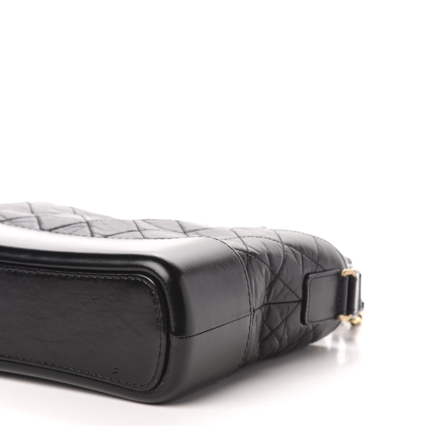 Aged Smooth Calfskin Quilted Medium Gabrielle Logo Hobo Black