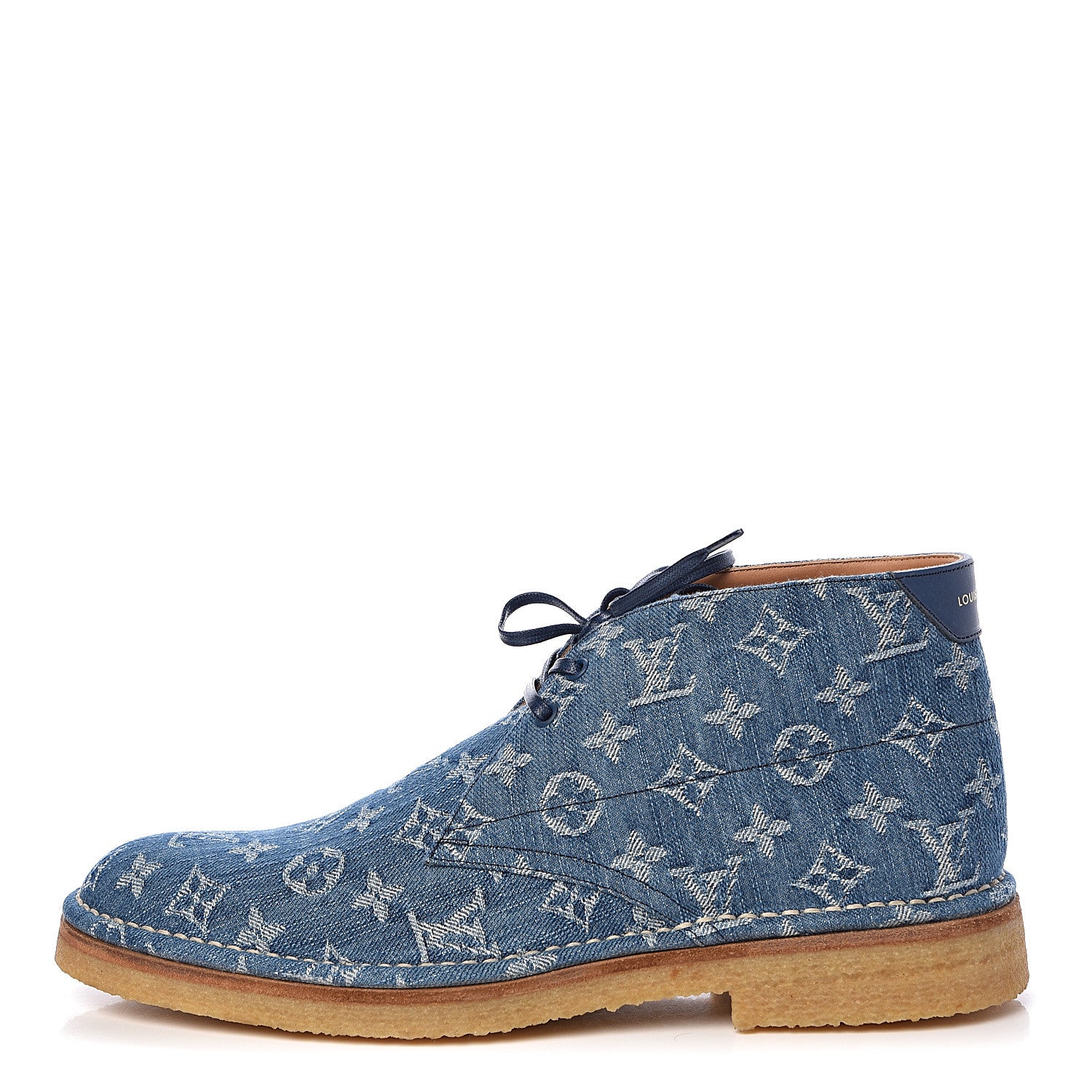 Louis Vuitton Monogram Denim Mens High-Derby Boots 8 Blue 1 of 12