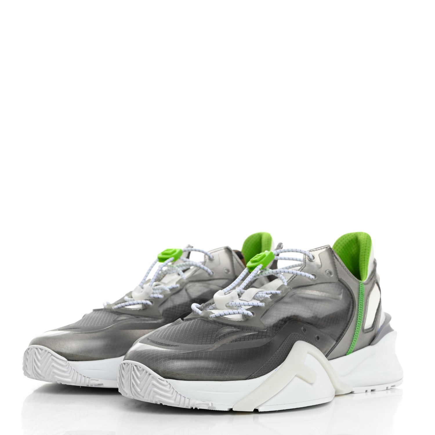 Fendi Fabric Calfskin Rubber Transparent Mens Fendi Flow Low Top