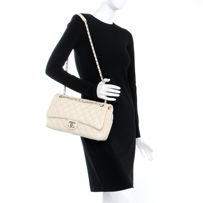 Chanel Caviar Quilted Jumbo Easy Flap Dark White 2 of 8