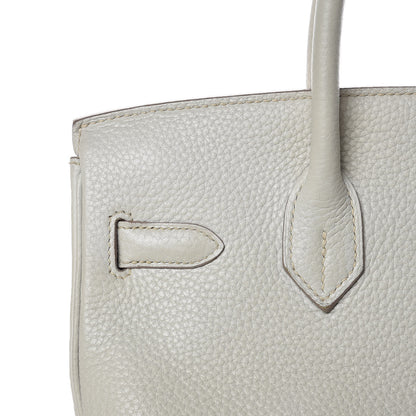 Hermes Taurillon Clemence Lizard Club Birkin 30 Gris Perle White Mykonos 9 of 38