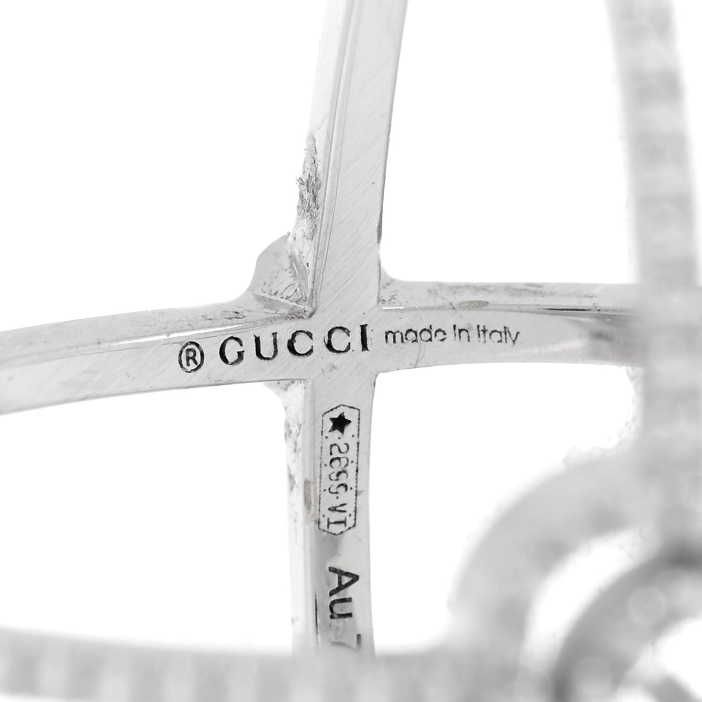 18K White Gold Diamond Running G Cross Ring 50 5.5