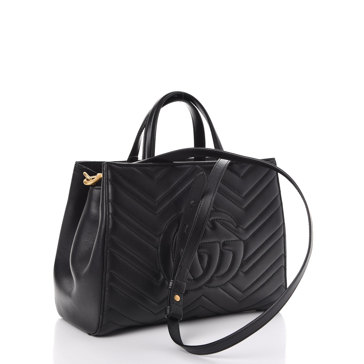 Gucci Calfskin Matelasse Small GG Marmont Tote Black 3 of 7