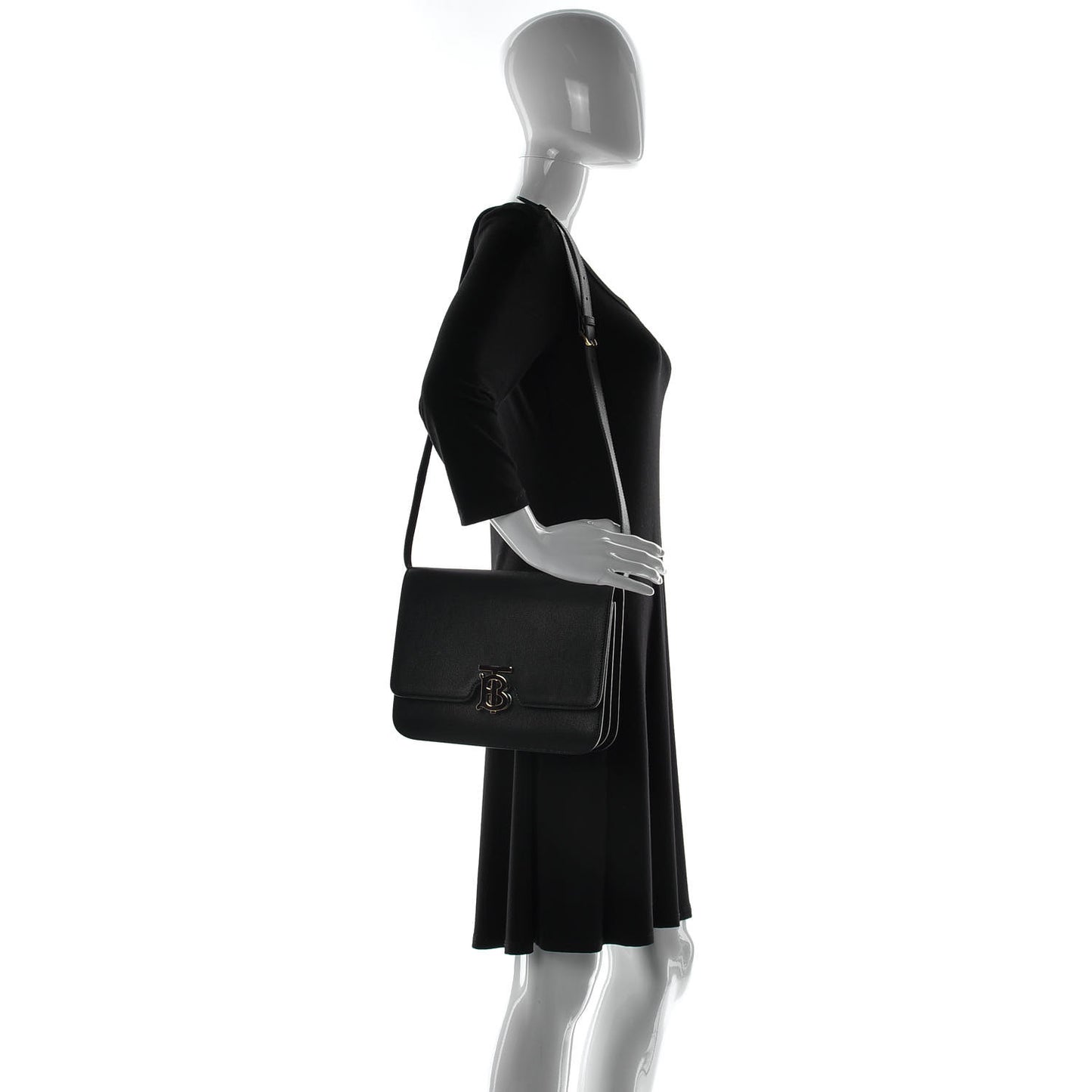 Grained Calfskin Medium TB Bag Black