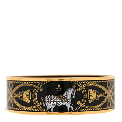 Hermes Enamel Printed Wide Grand Apparat Bracelet 65 Black 1 of 4