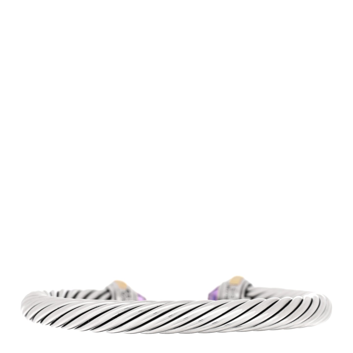 Sterling Silver 14K Yellow Gold Amethyst 7mm Cable Classics Bracelet