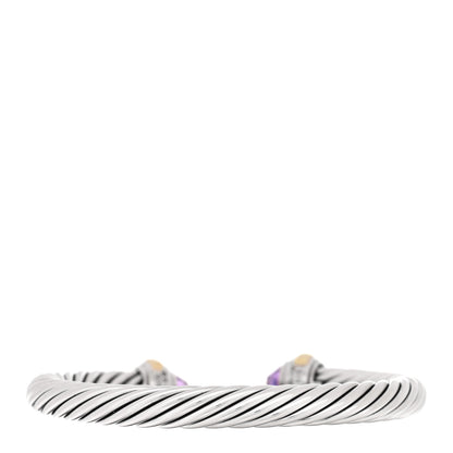 David Yurman Sterling Silver 14K Yellow Gold Amethyst 7mm Cable Classics Bracelet 2 of 3