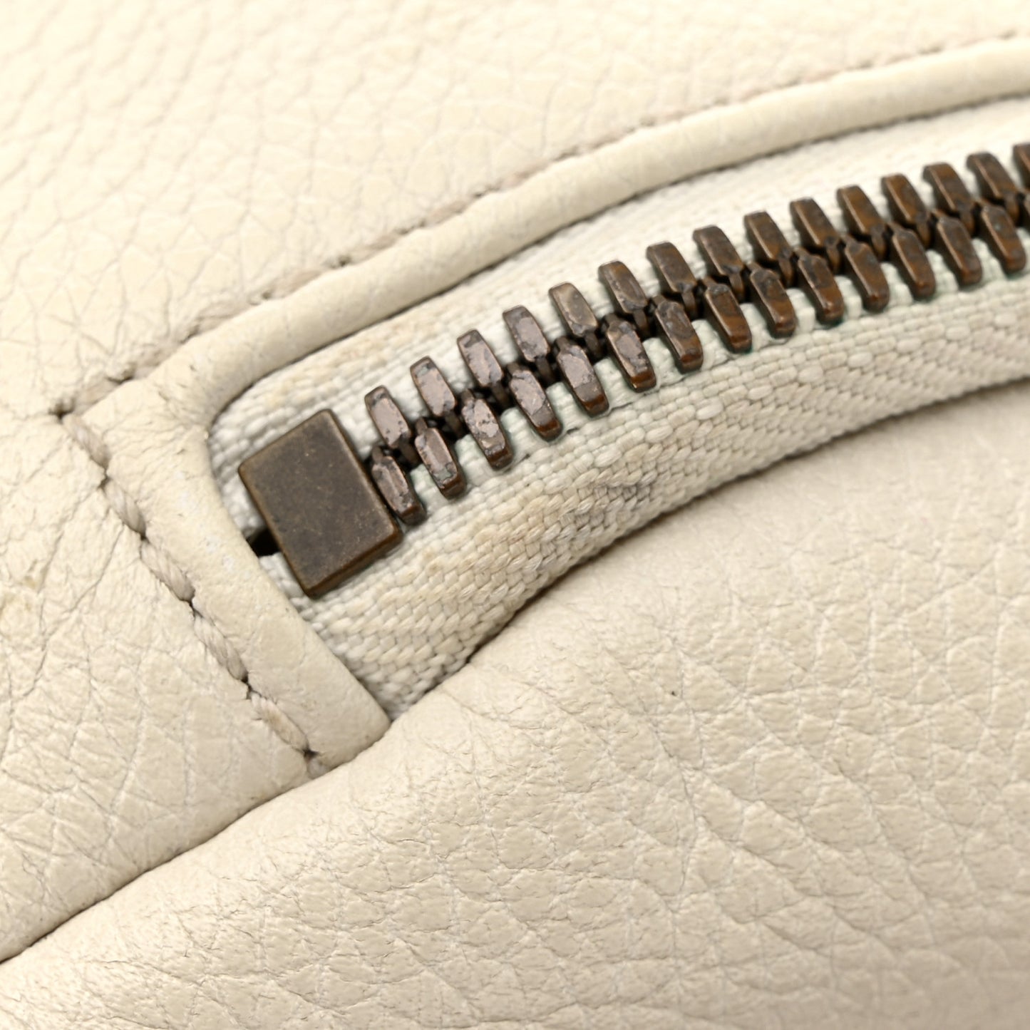 Grained Calfskin Logo Belt Bag White