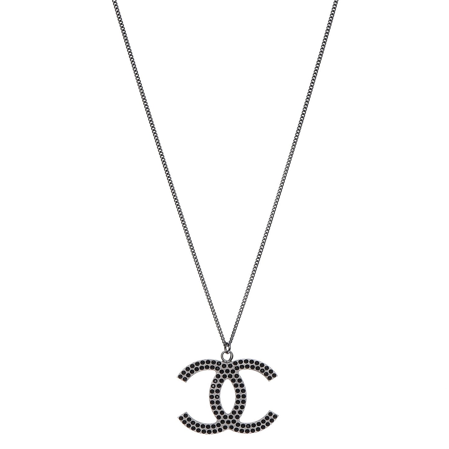 Crystal Large CC Necklace Dark Silver