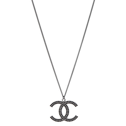 Chanel Crystal Large CC Necklace Dark Silver 1 of 8