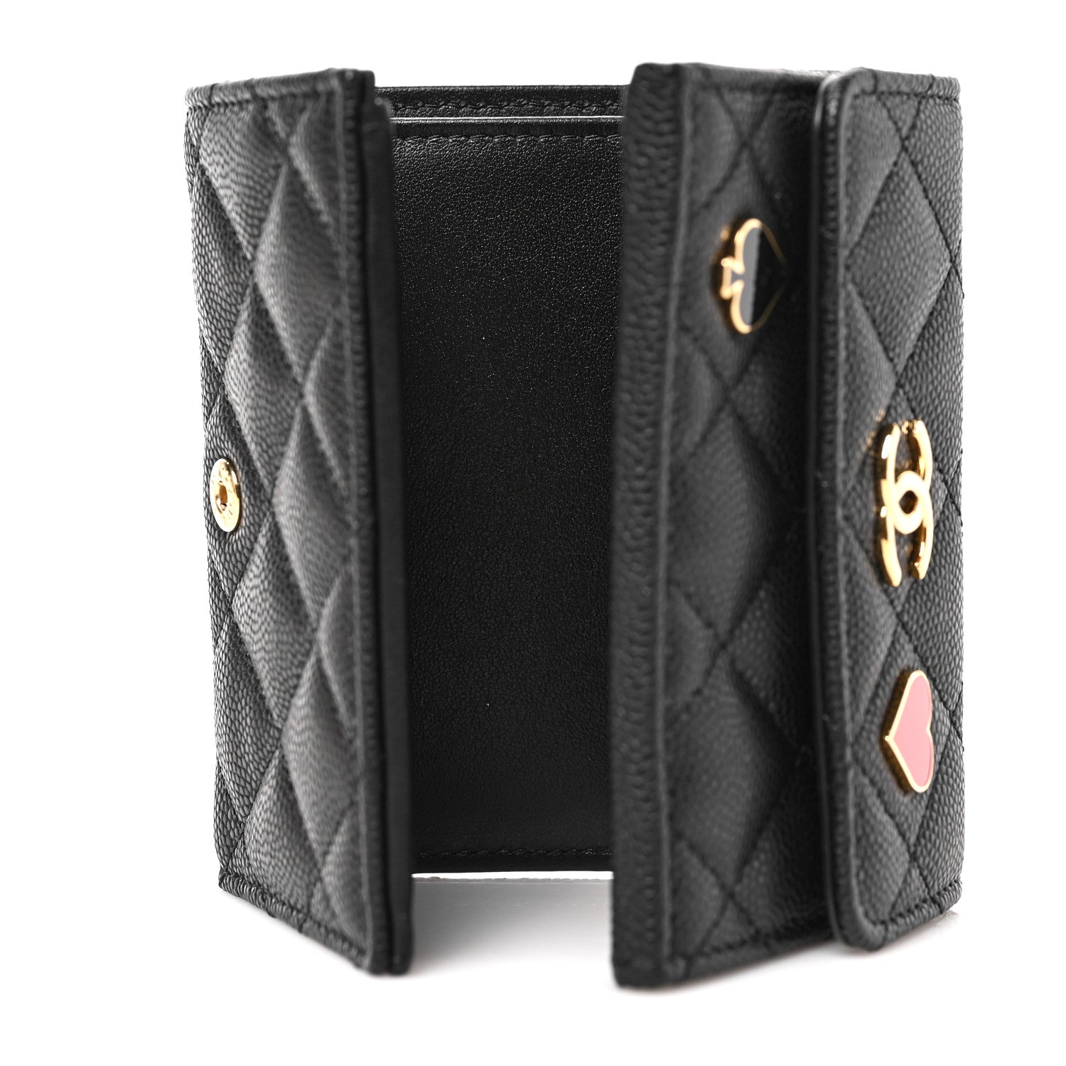 Chanel Caviar Quilted Enamel Coco Casino Double Flap Wallet Black 5 of 6