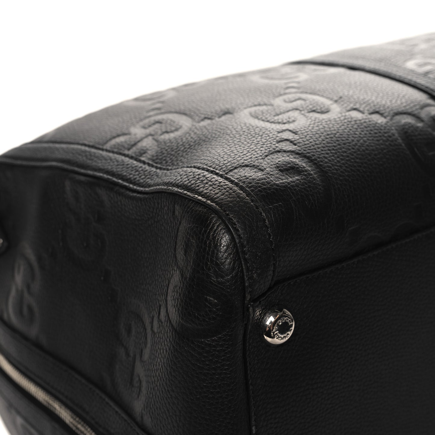 Piuma Calfskin Jumbo GG Embossed Large Duffle Bag Black