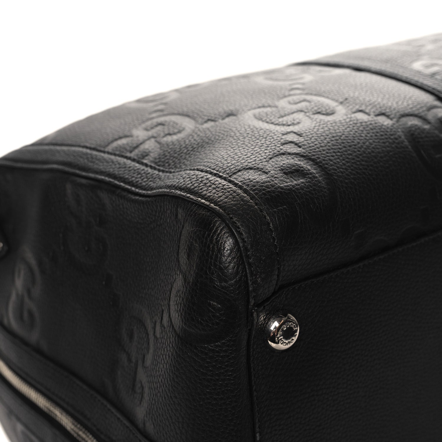 Gucci Piuma Calfskin Jumbo GG Embossed Large Duffle Bag Black 8 of 12