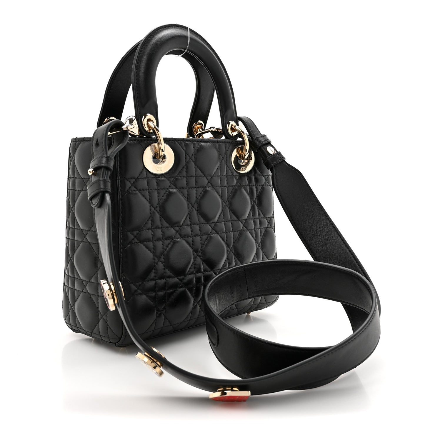 Lambskin Cannage Small Lucky Badges My Lady Dior Black