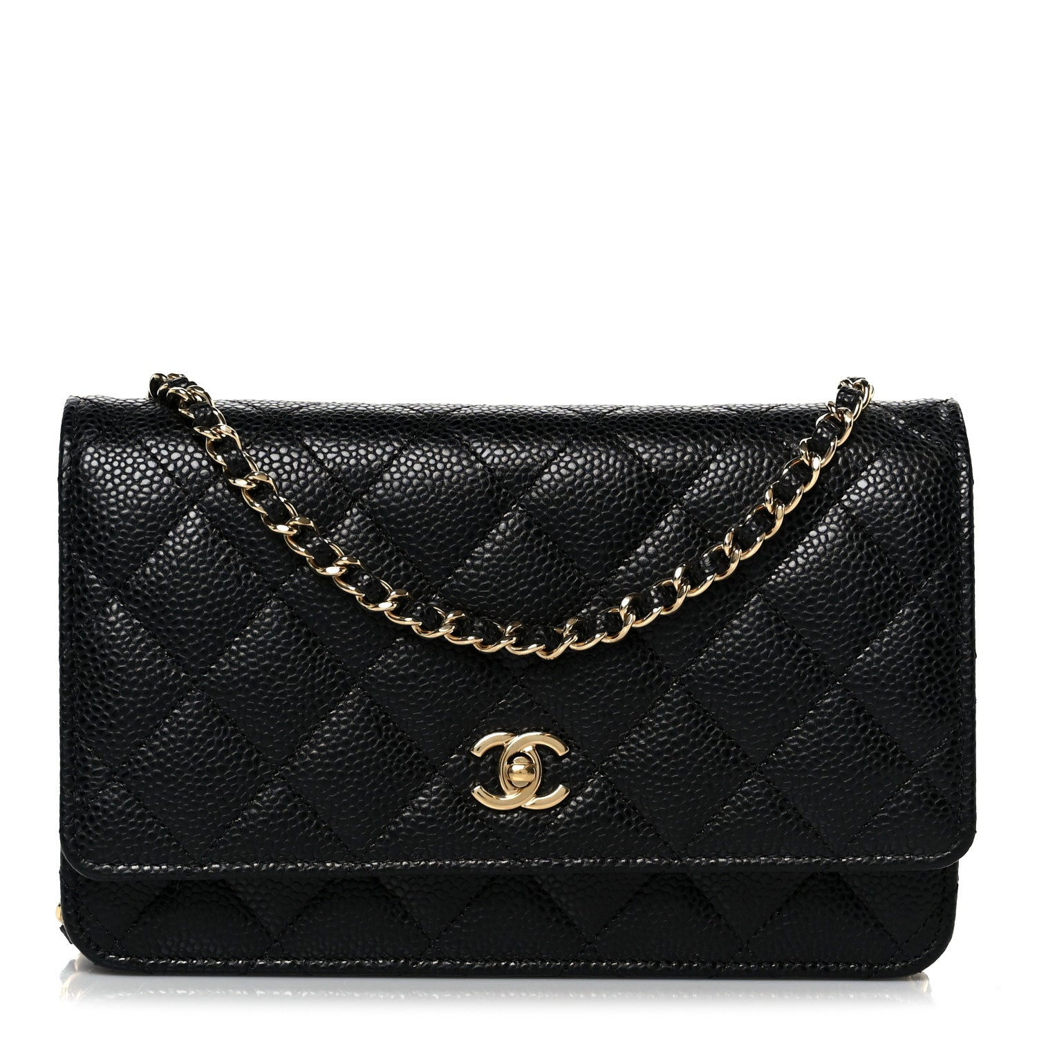 Chanel Caviar Quilted CC Turnlock Wallet On Chain WOC Black 1 of 12
