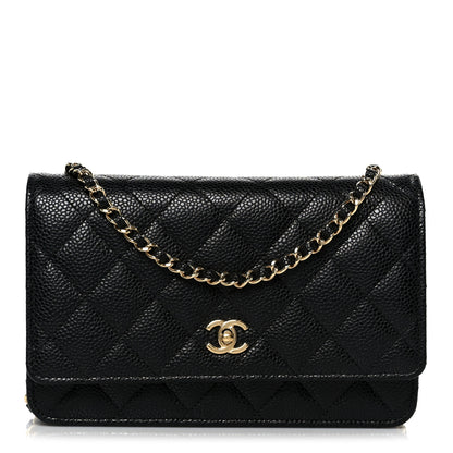 Chanel Caviar Quilted CC Turnlock Wallet On Chain WOC Black 1 of 12