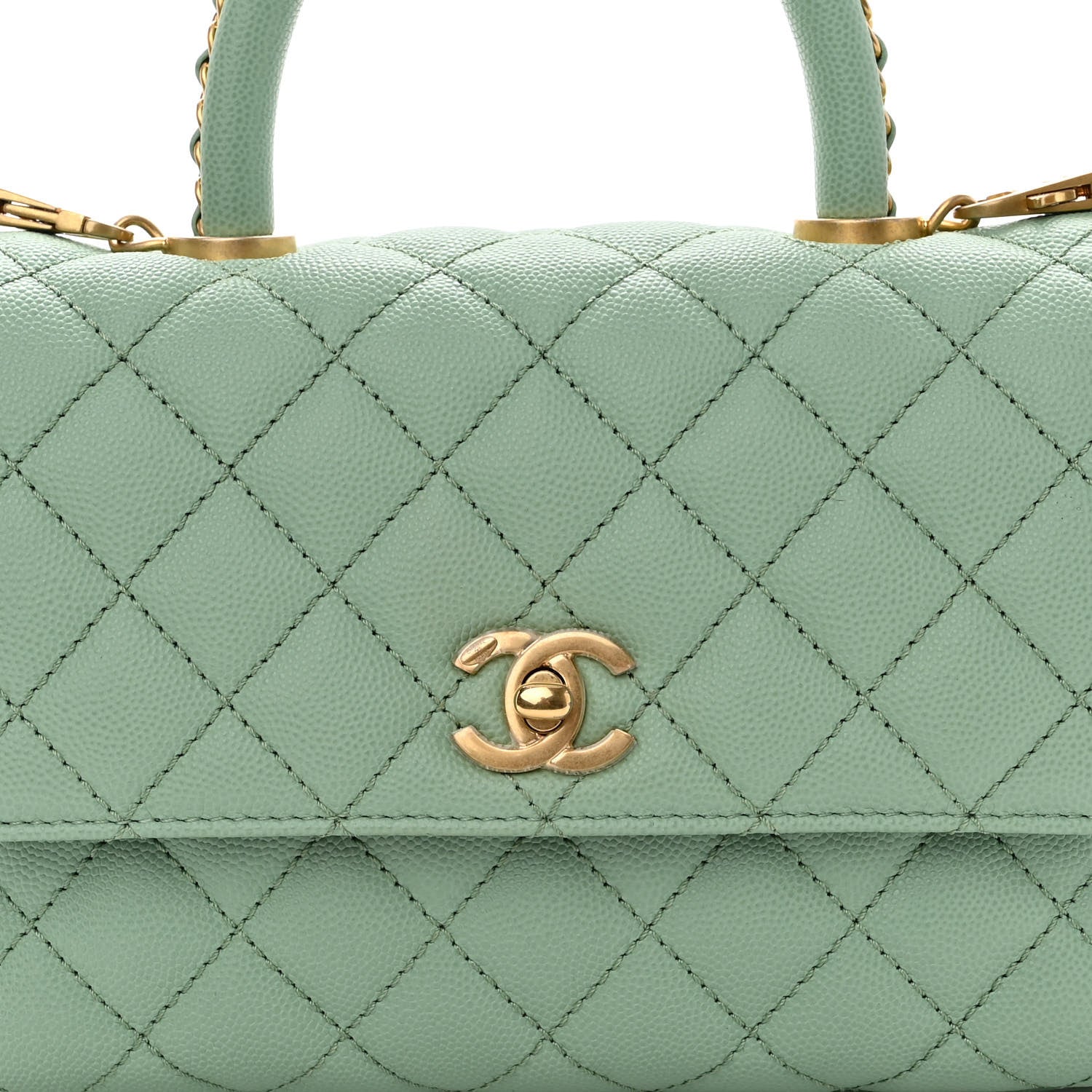 Chanel Caviar Quilted Mini Coco Chain Handle Flap Light Green 8 of 12