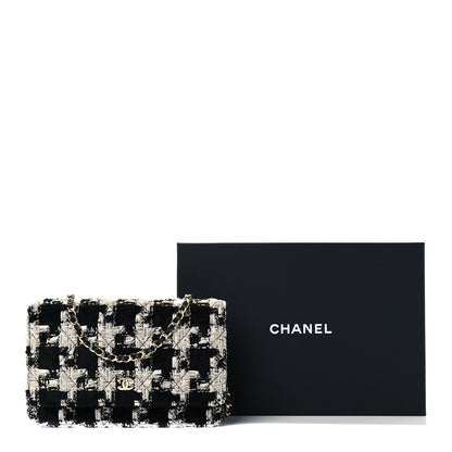Chanel Tweed Quilted Wallet On Chain WOC Black Ecru White 11 of 11