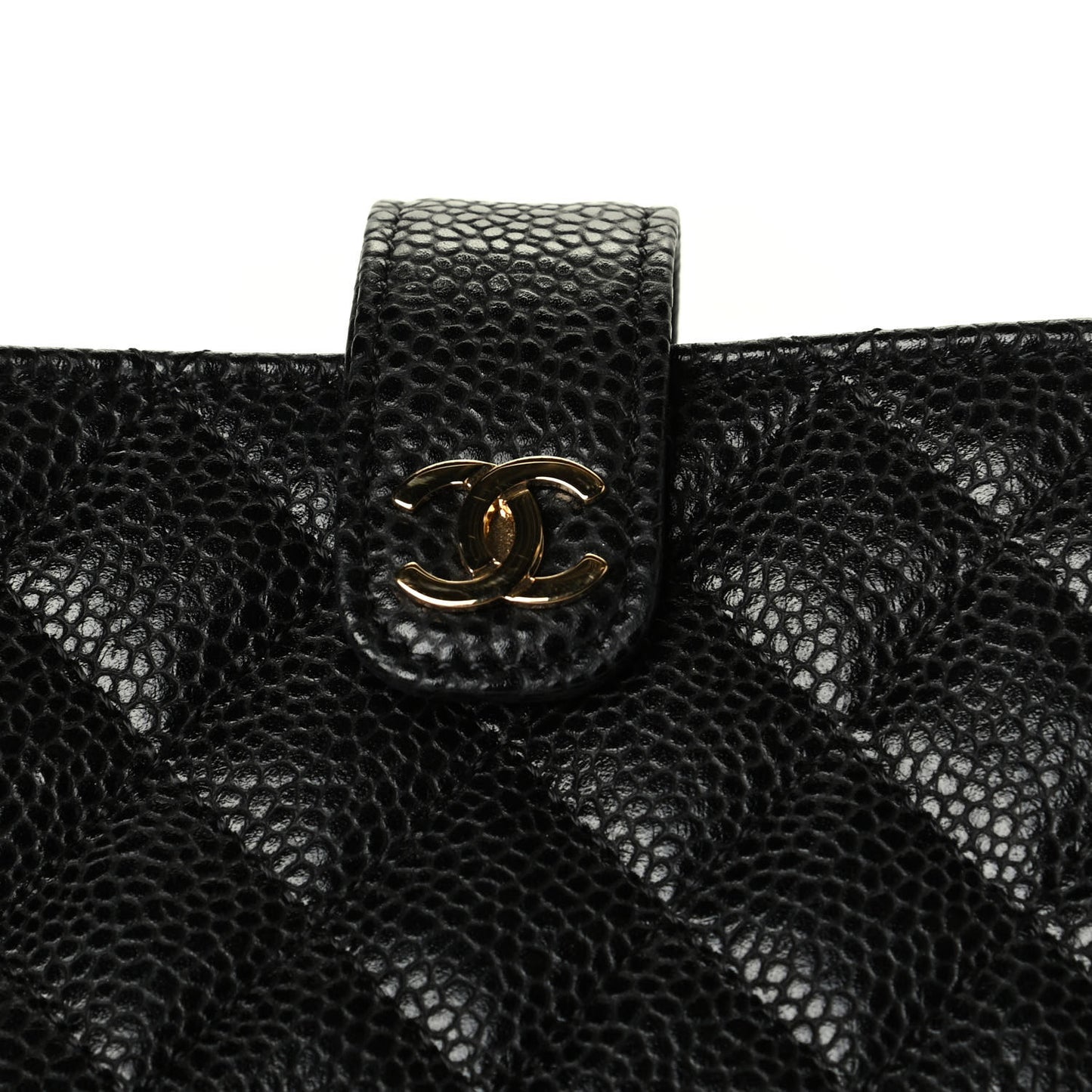 Caviar Quilted Mini Phone Holder Clutch Black