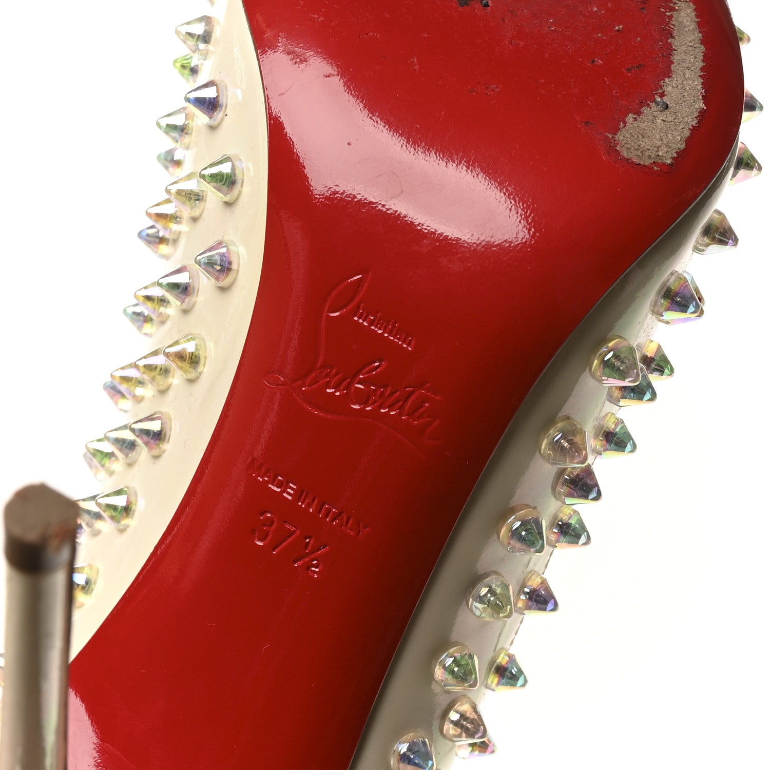 Christian Louboutin Patent Follies Spikes 100 Pumps 37.5 White 7 of 9