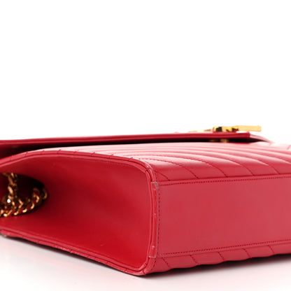 Saint Laurent Smooth Calfskin Matelasse Chevron Large Monogram Satchel Lipstick Red 9 of 13