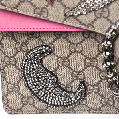 Gucci GG Supreme Monogram Suede Pierced Heart Embroidered Medium Dionysus Shoulder Bag Beige Ebony Pink Tropical Flower 13 of 19