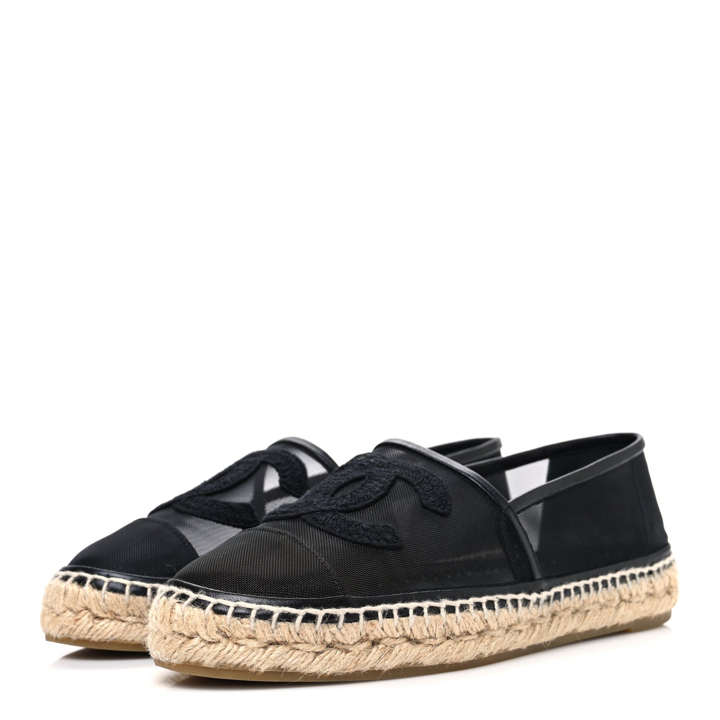 Mesh Grosgrain CC Espadrilles 38 Black