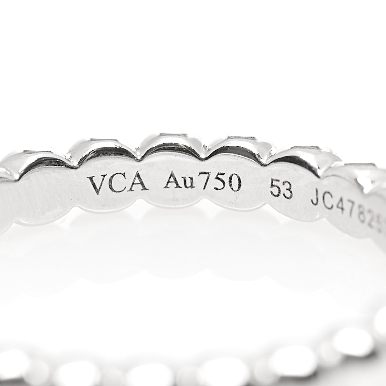 Van Cleef & Arpels 18K White Gold Small Perlee Ring 53 6.5 4 of 5