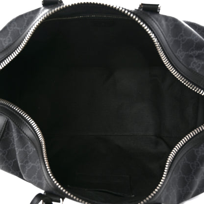 Gucci Soft GG Supreme Calfskin Web Medium Carry On Duffle Bag Black Grey 4 of 18