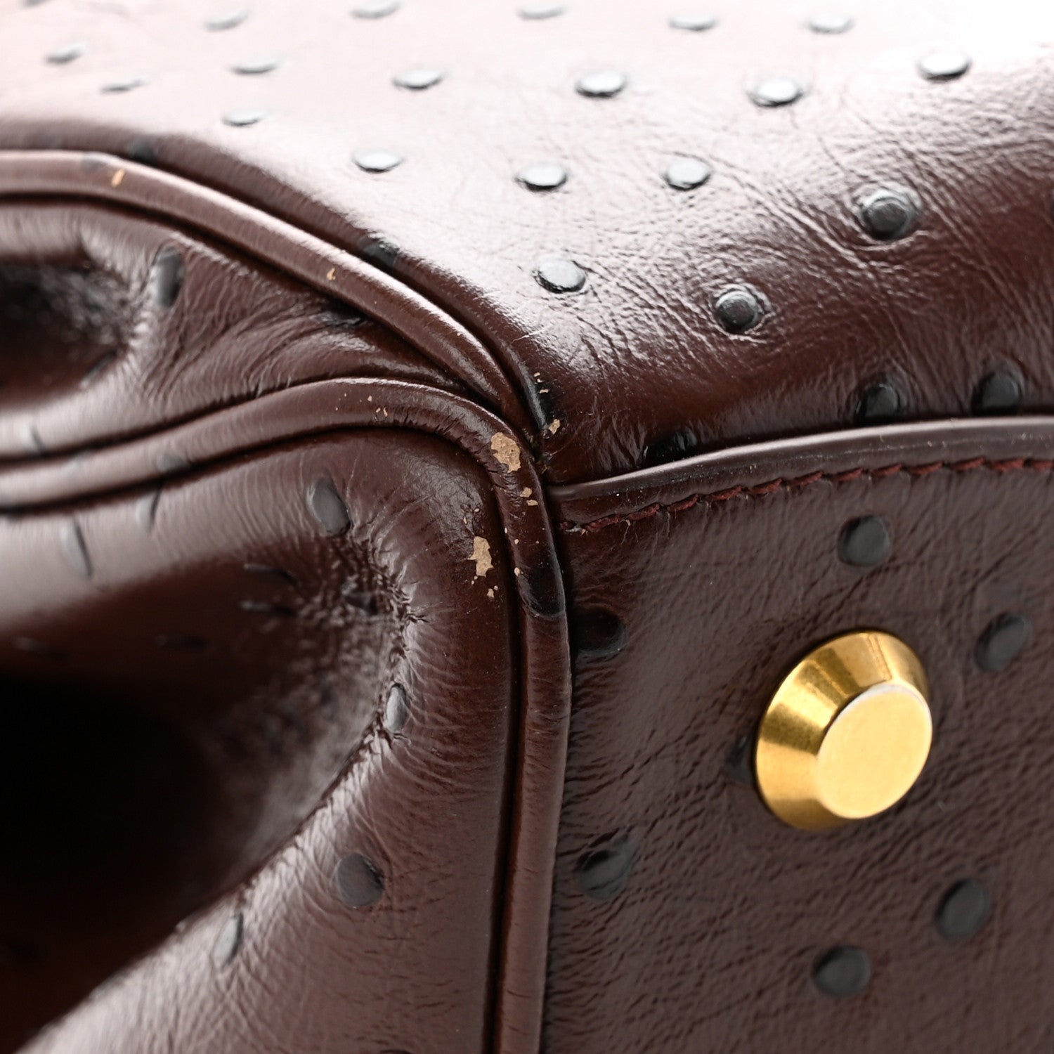 Balenciaga Shiny Calfskin Ostrich Embossed Medium Rodeo Top Handle Handbag Brown 11 of 11