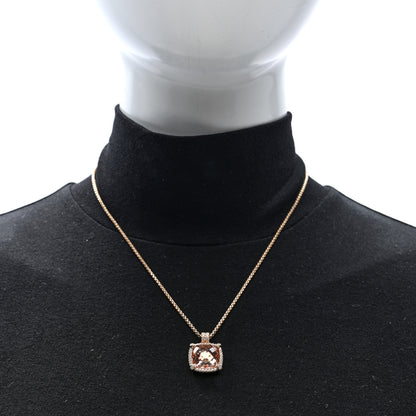 David Yurman 18K Rose Gold Diamond Morganite 14mm Chatelaine Pave Bezel Pendant Necklace 2 of 6