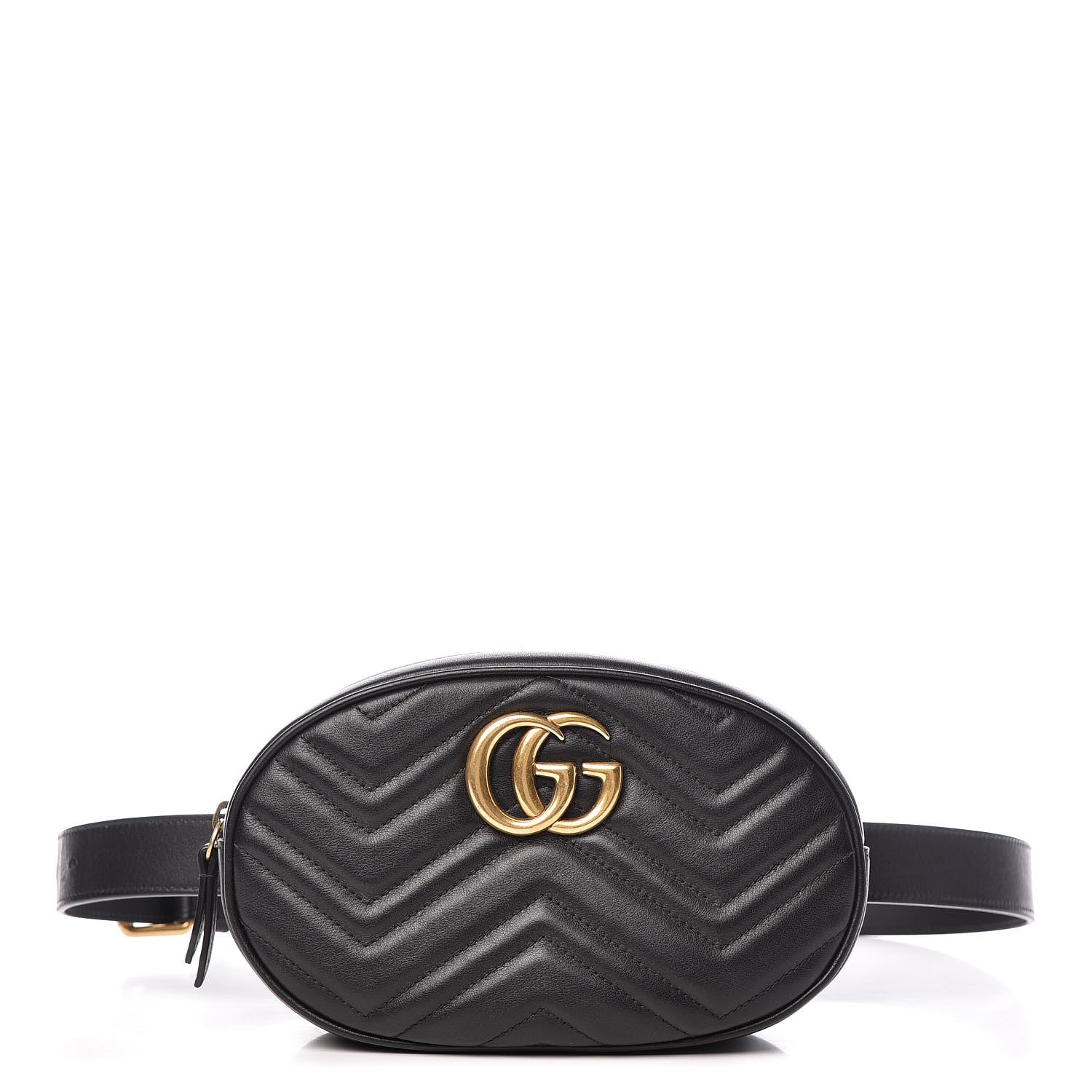 Gucci Calfskin Matelasse GG Marmont Belt Bag 95 38 Black 1 of 10