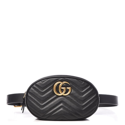 Gucci Calfskin Matelasse GG Marmont Belt Bag 95 38 Black 1 of 10