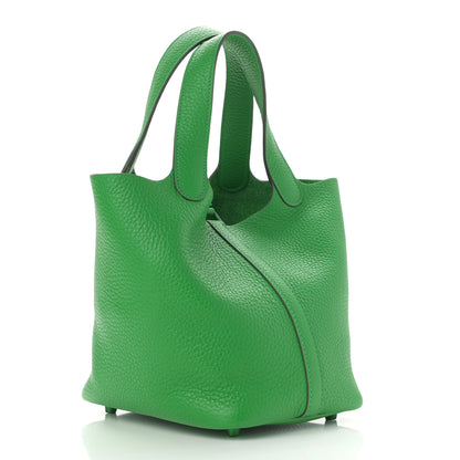 Hermes Taurillon Clemence Monochrome Picotin Lock 18 PM Bambou 3 of 11