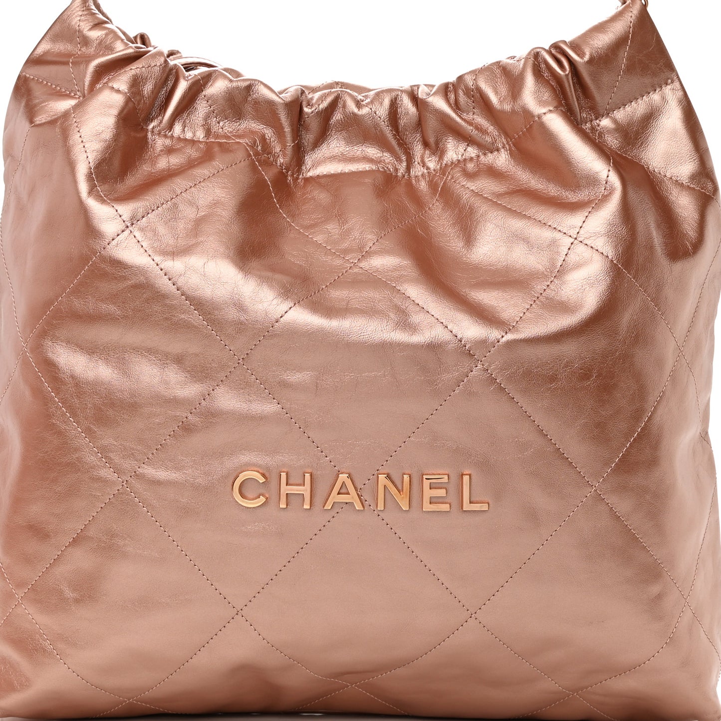 Metallic Calfskin Quilted Chanel 22 Pink