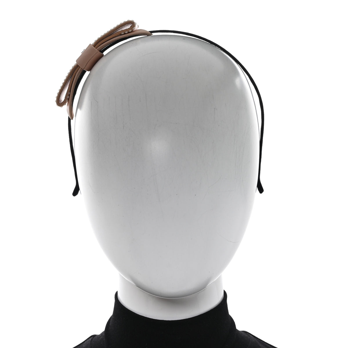 Lambskin Pearl Bow CC Headband Light Pink