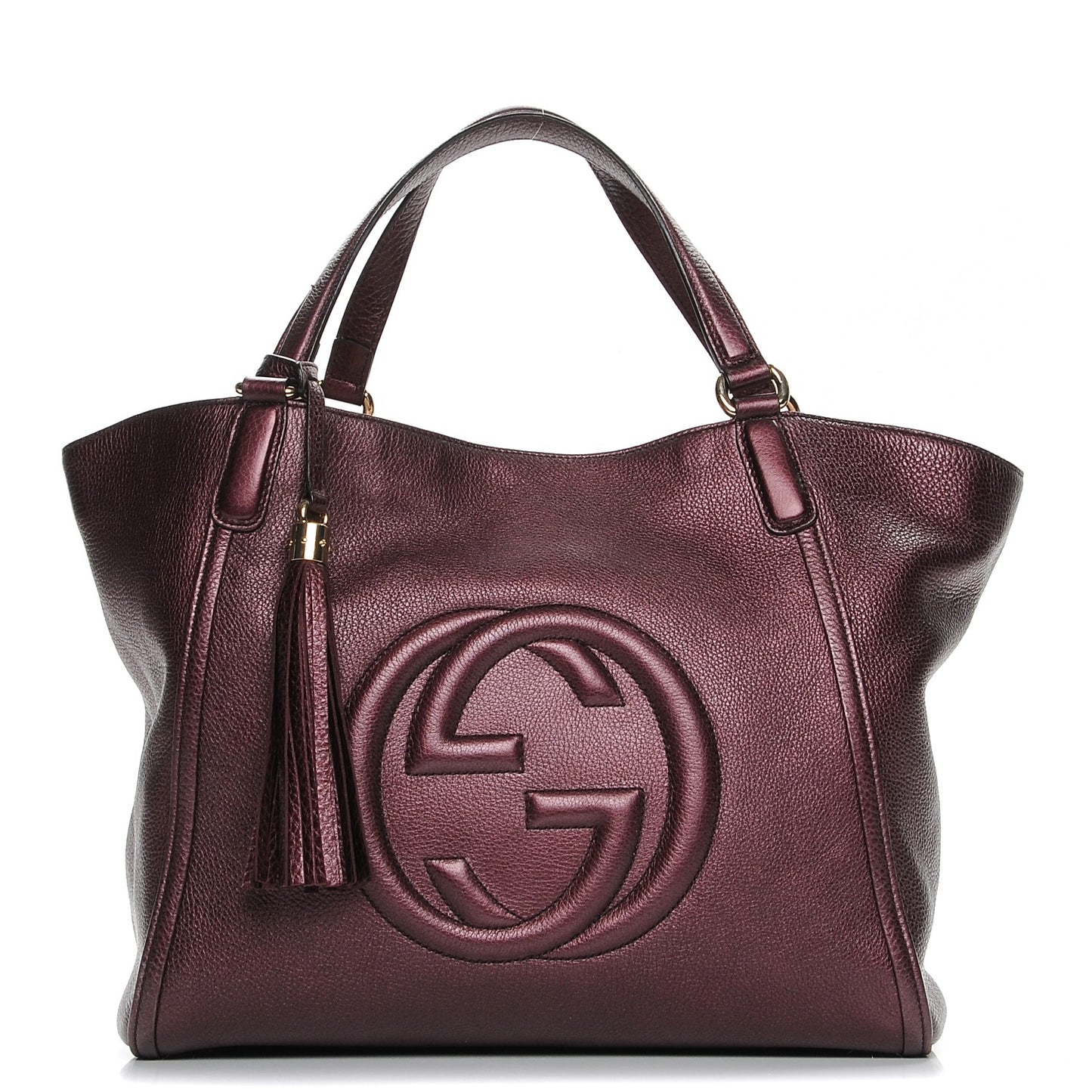 Metallic Cellarius Calfskin Medium Soho Shoulder Bag Classic Burgundy