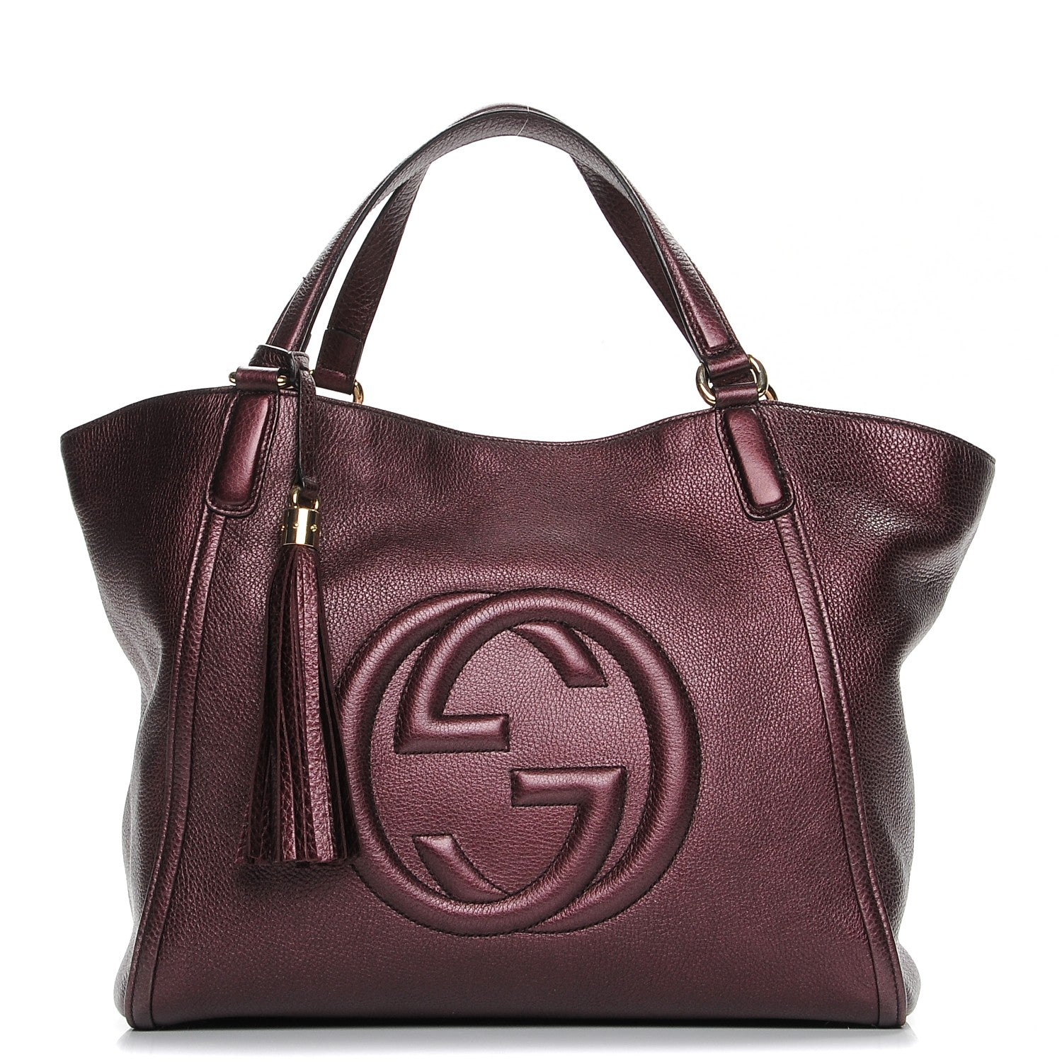 Gucci Metallic Cellarius Calfskin Medium Soho Shoulder Bag Classic Burgundy 1 of 9