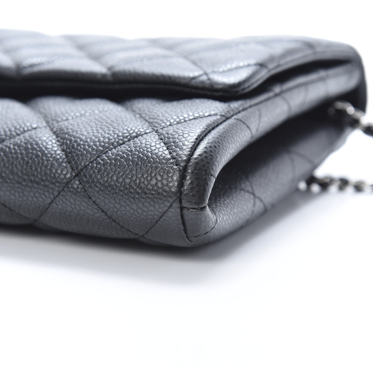 Caviar Quilted Clutch With Chain Flap Black