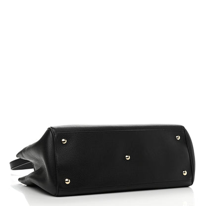 Gucci Pebbled Calfskin Medium Bamboo Shopper Tote Black 3 of 10