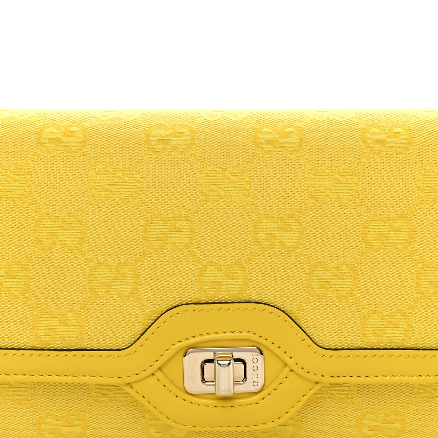 GG Monogram Textured Dollar Calfskin Small Luce Shoulder Bag Yellow