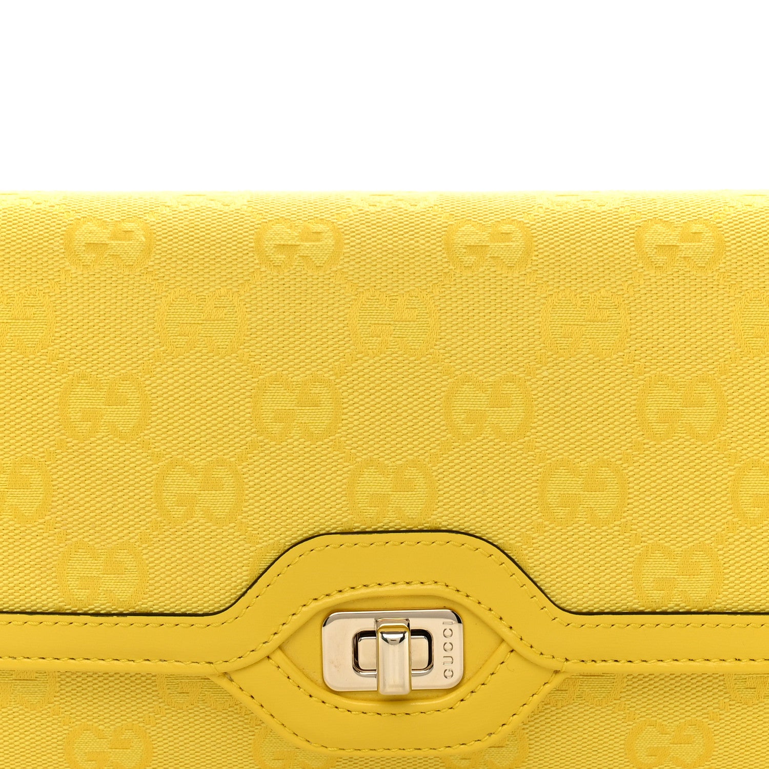 Gucci GG Monogram Textured Dollar Calfskin Small Luce Shoulder Bag Yellow 8 of 10