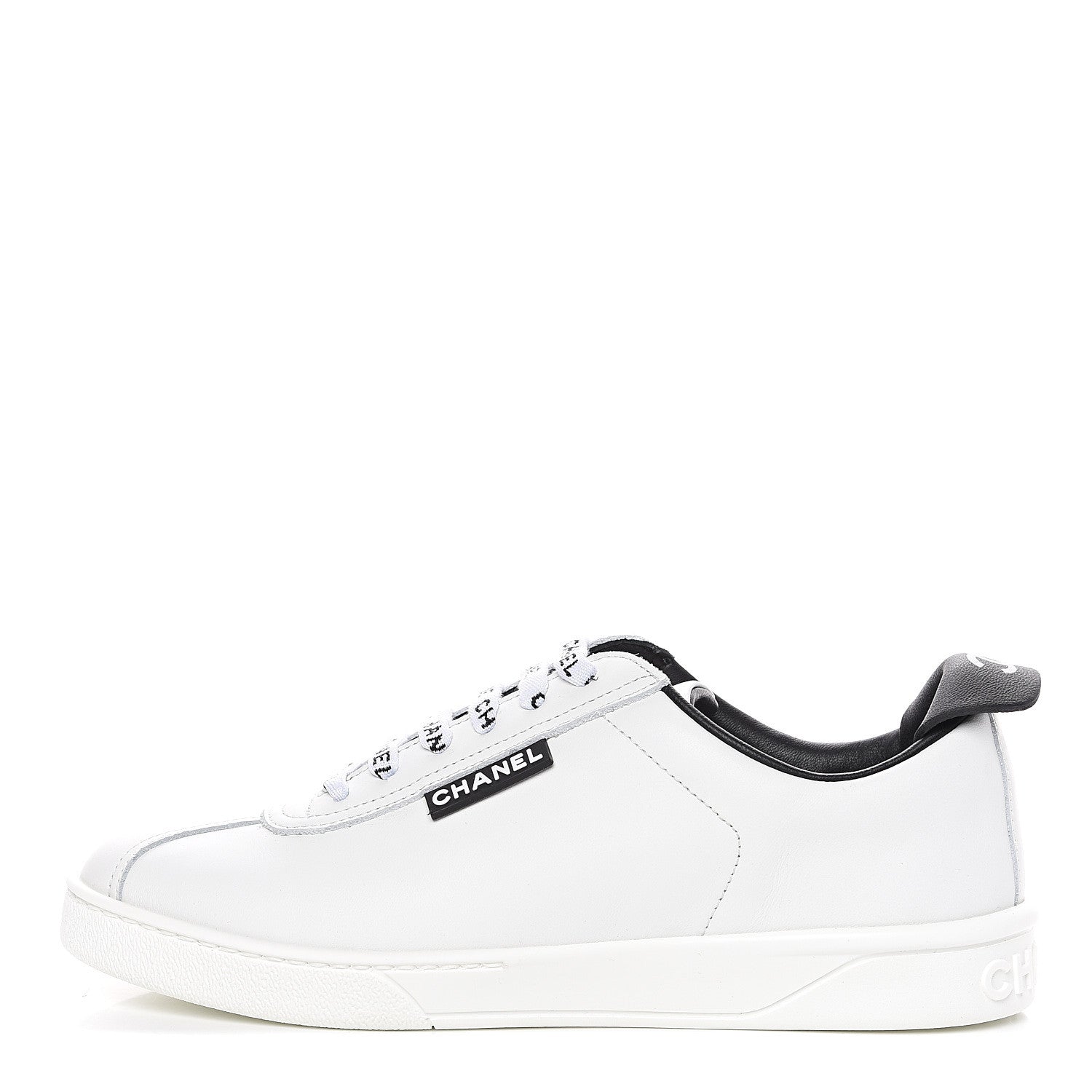Chanel Calfskin CC Sneakers 35.5 White 1 of 10