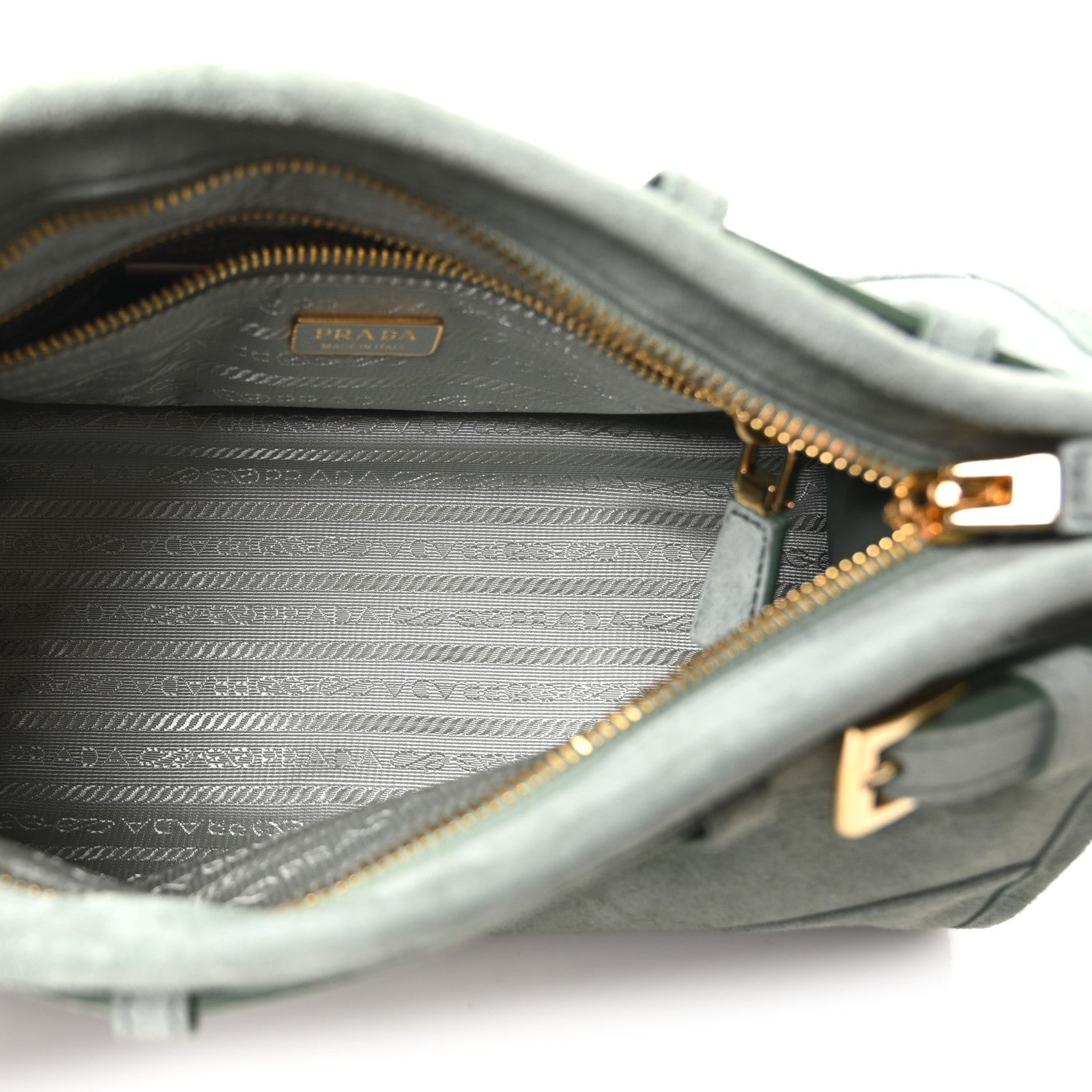 Prada Scamosciato Triangle Small Bonnie Shoulder Bag Salvia 5 of 9