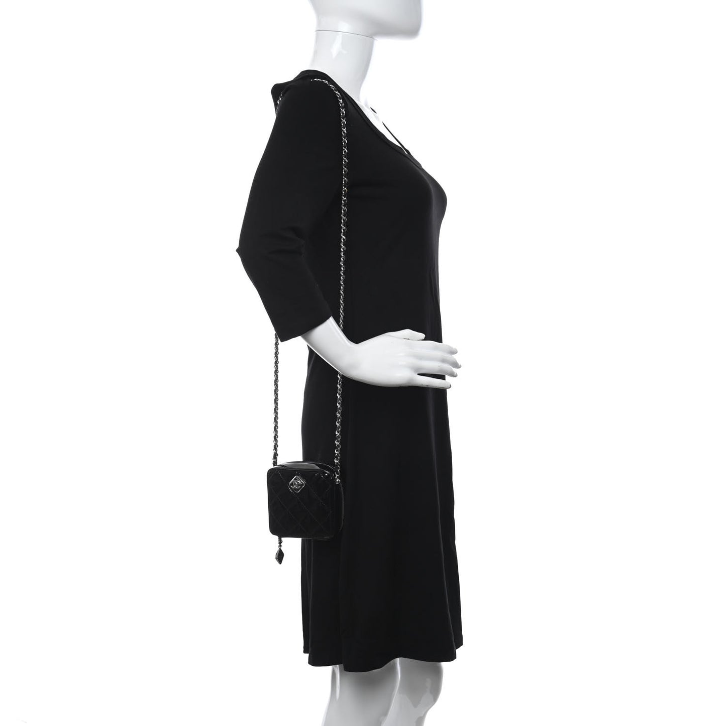 Patent Quilted Clutch With Chain Black