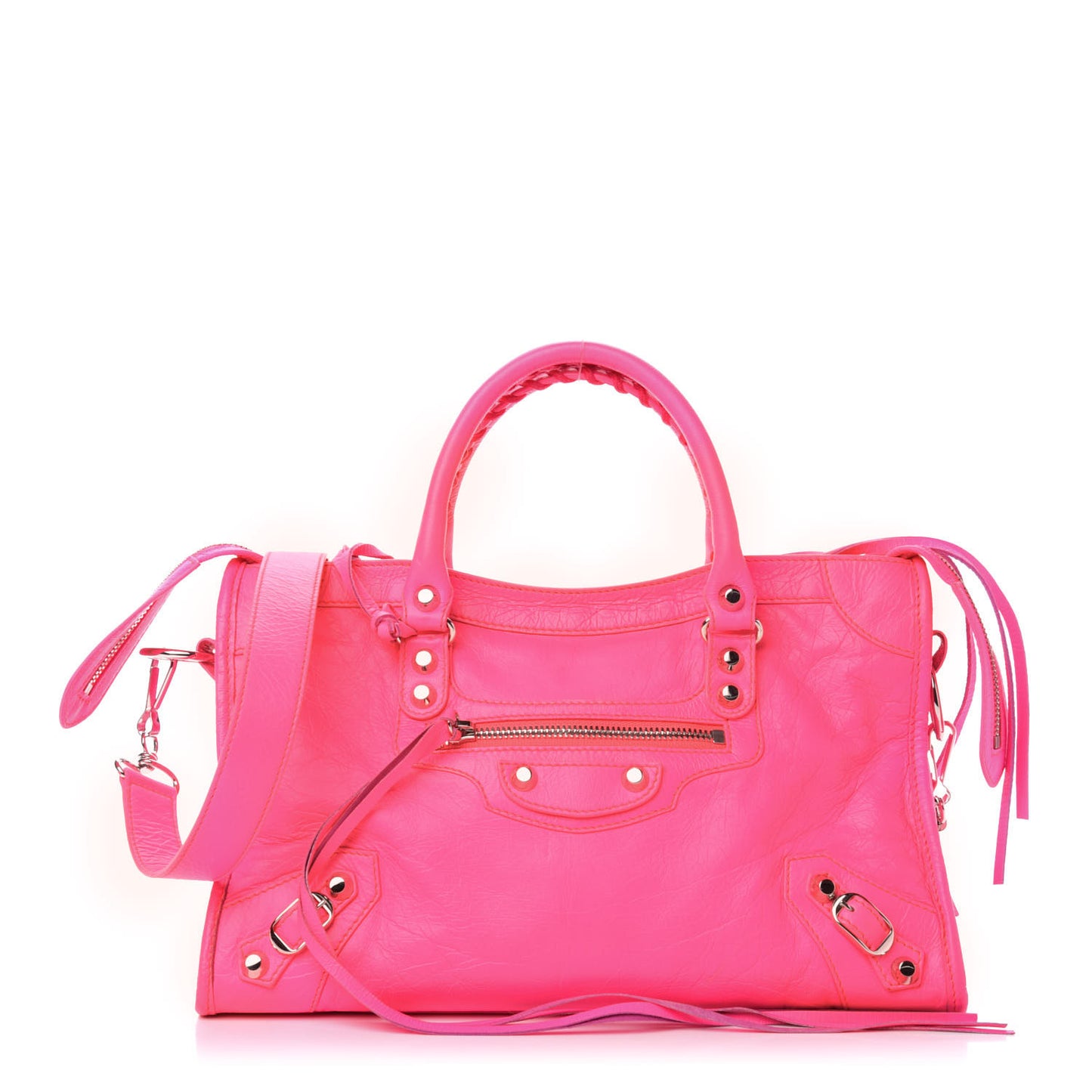 Agneau Classic Silver Hardware S City Rose Fluo
