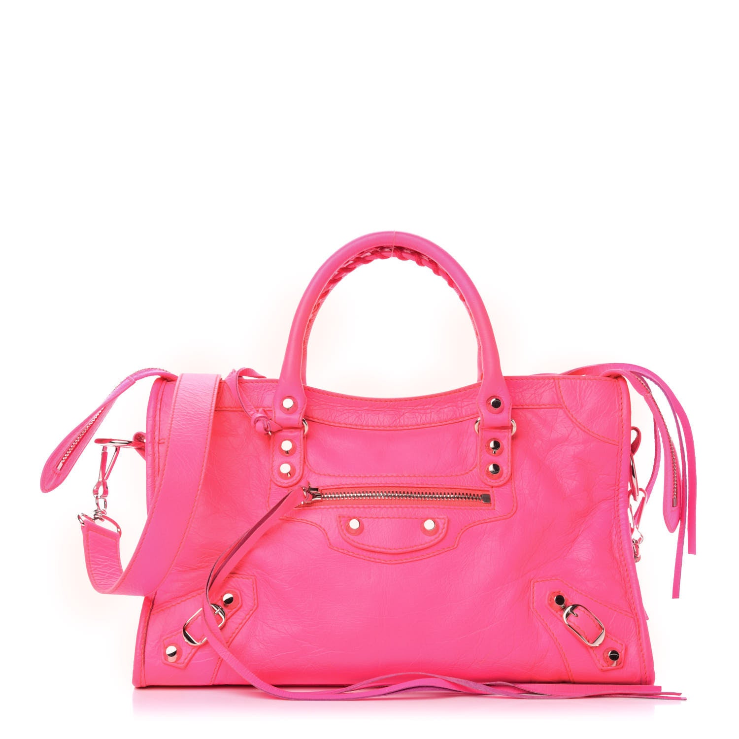 Balenciaga Agneau Classic Silver Hardware S City Rose Fluo 4 of 14