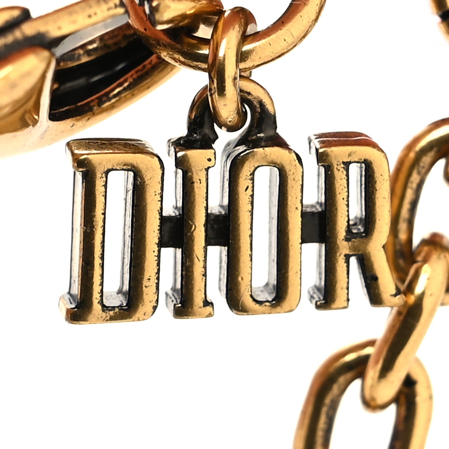 Crystal Metal Logo Dio(r)evolution Bracelet Aged Gold