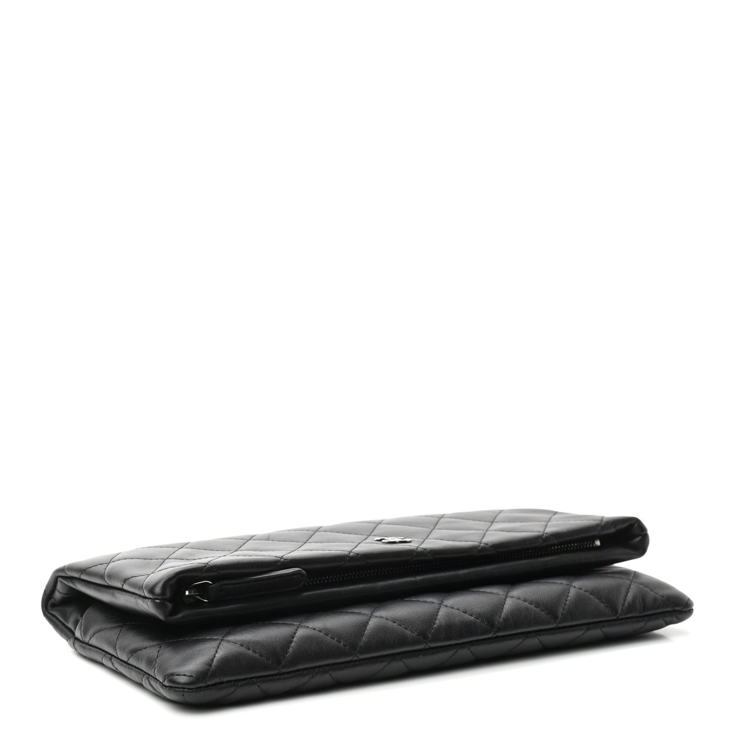 Lambskin Quilted CC Beauty Clutch Black