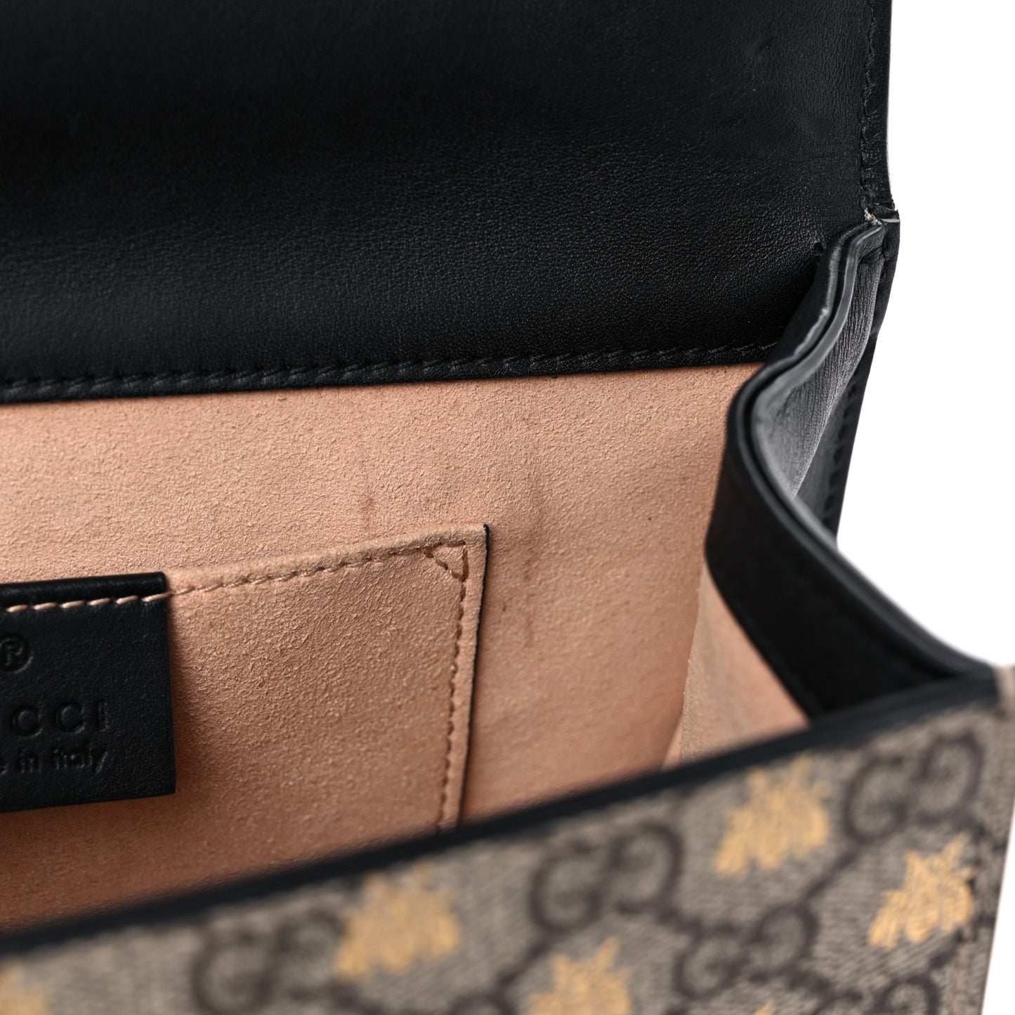 GG Supreme Monogram Bees Small Padlock Shoulder Bag Black